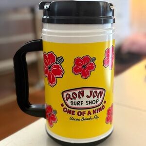 Vintage 90'S RON JON USA Travel Mug Tropical Surf Shop Cocoa Beach Florida